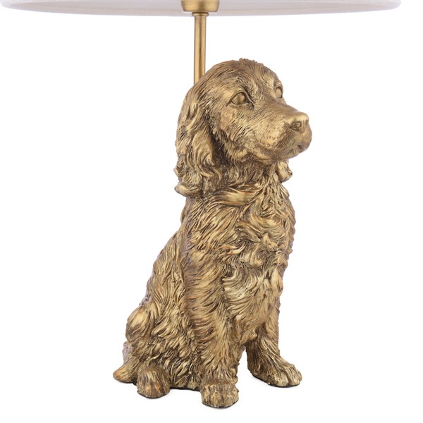 (image for) Laura Ashley Cocker Spaniel Table Lamp Antique Gold With Shade